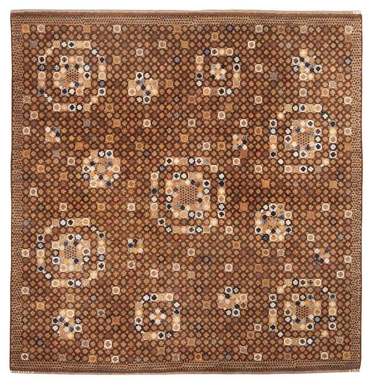 CARPET. "Bankrabatten brun". Knotted pile (flossa). 213,5 x 202 cm. Signed AB MMF BN.