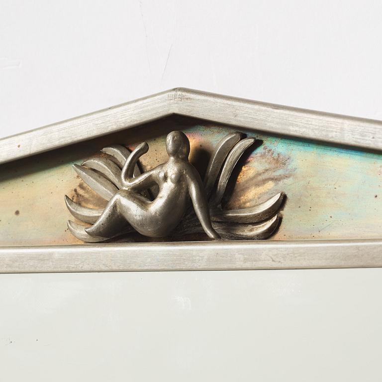 Nils Fougstedt, a Swedish Grace pewter framed wall mirror, model 137, Firma Svenskt Tenn, Stockholm 1925.