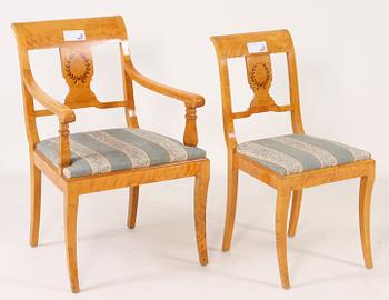 SALONGSGRUPP, 10 delar, biedermeier-stil, 1900-tal.