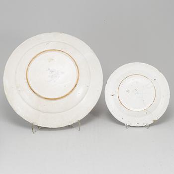 Two Swedish Rörstrand faience dishes, 18th Century.