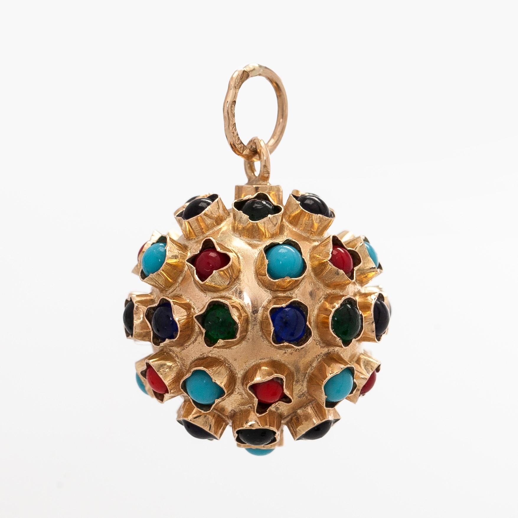 Riipus, sputnik, 14K kultaa ja värikiviä.