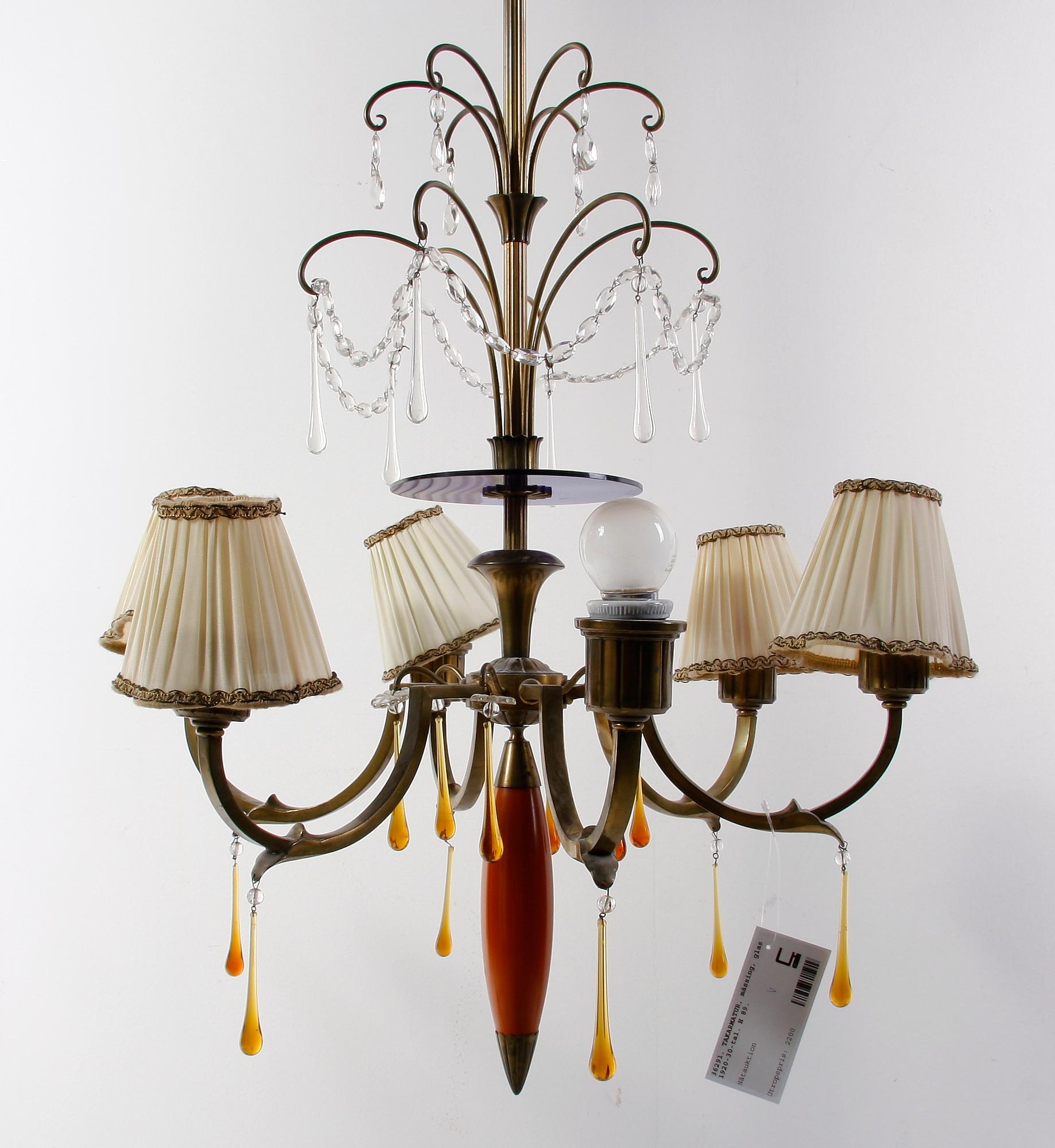 TAKARMATUR, mässing, glas, 1920-30-tal. H 89.