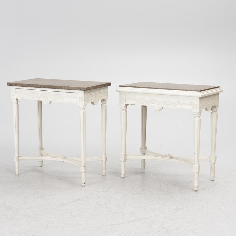 Two side tables, Gustavian style, 20th century.