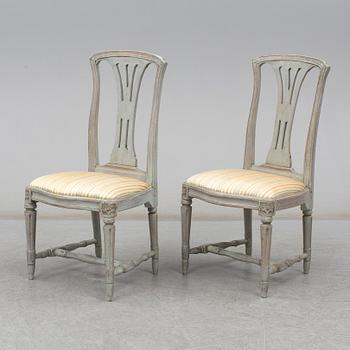 A pair of Gustavian late 18th century chairs.