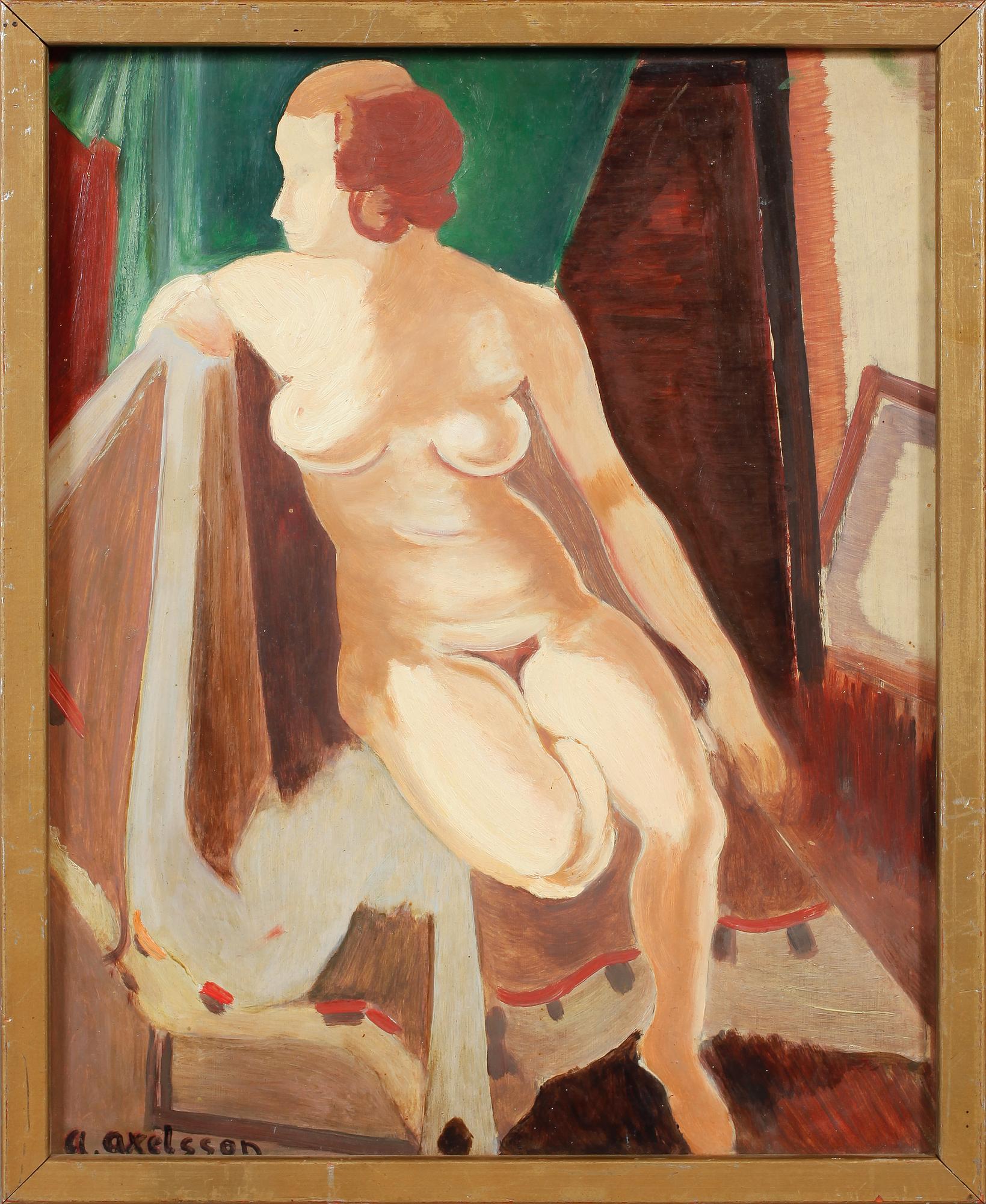 ARNOLD AXELSSON, olja på pannå, signerad.