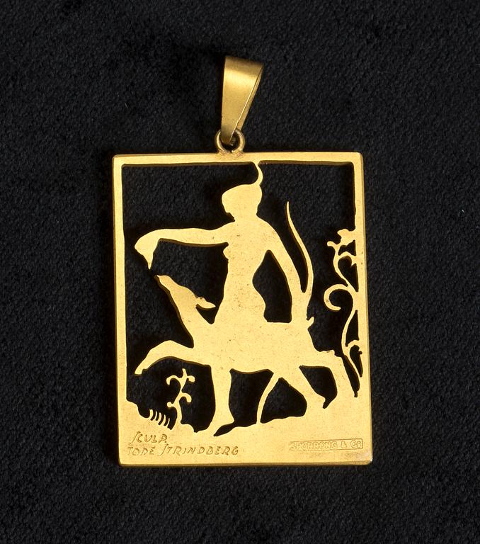 HÄNGE, förgyllt, Tore Strindberg, Sporrong & Co, Stockholm.  Vikt ca 10 g.