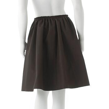 PRADA, a brown silk blend skirt.