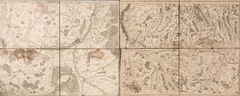 KARTA, Rhendalen, "Le Cours du Rhin de bale", le Rouge, Paris 1745, kopparstick.