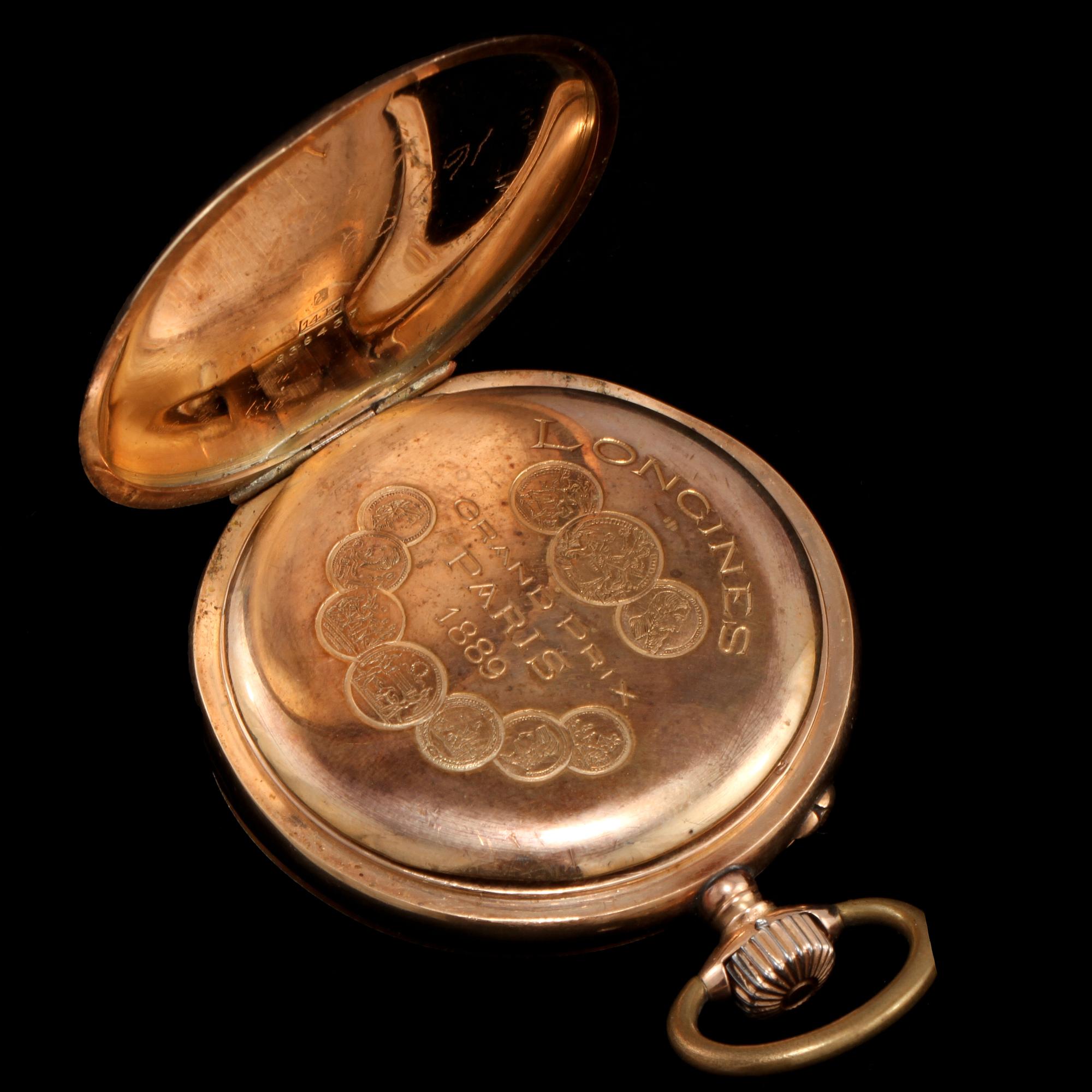 FICKUR, 14k guld, Longines, omkring sekelskiftet 1900. Vikt 80 g.