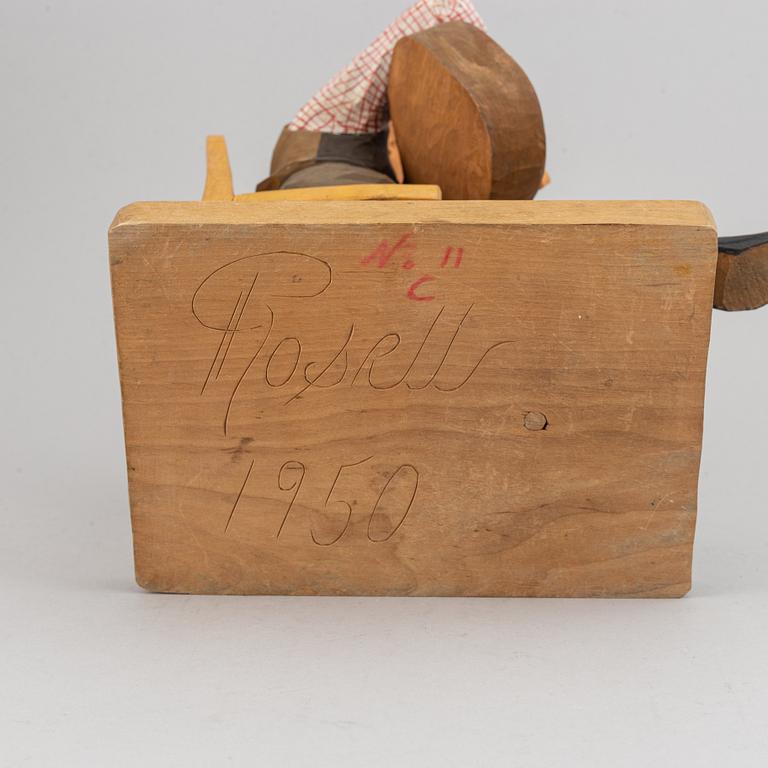 HERMAN ROSELL, sculpture, wood, signed and dated 1950.