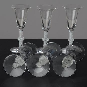 A set of nine glasses, England, 18th Century.