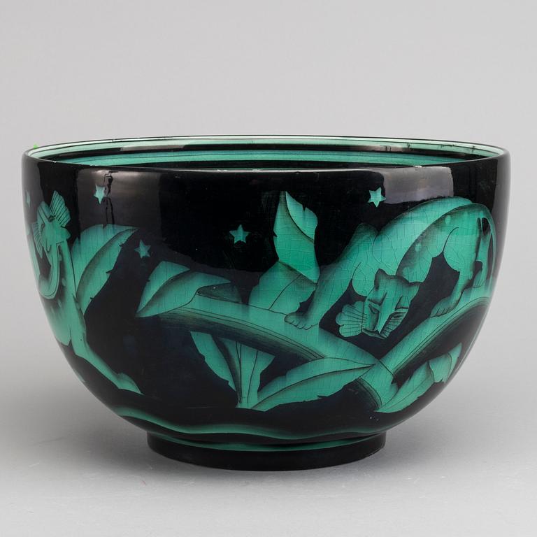 ILSE CLAESSON, "Serie V", bålskål, flintgods. Rörstrand 1930-tal.