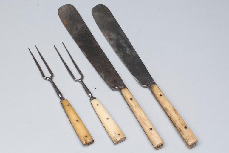 BESTICK, 21 delar, 17/1800-tal, benskaft.