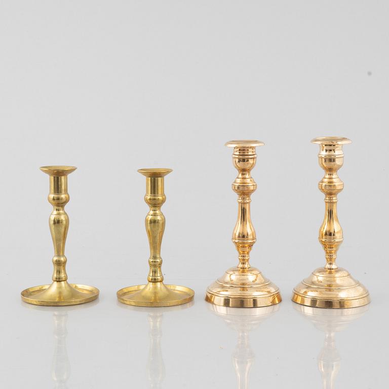 Two pairs of Swedish candlesticks, 19th Century.