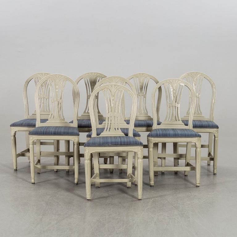 A set of eight Swedish late Gustavian chairs begging of the 19th century.