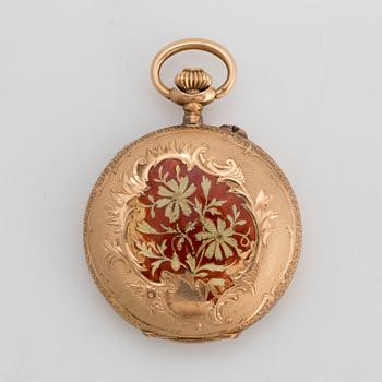 LADIES POCKET WATCH, 14K gold and enamel, Russia.