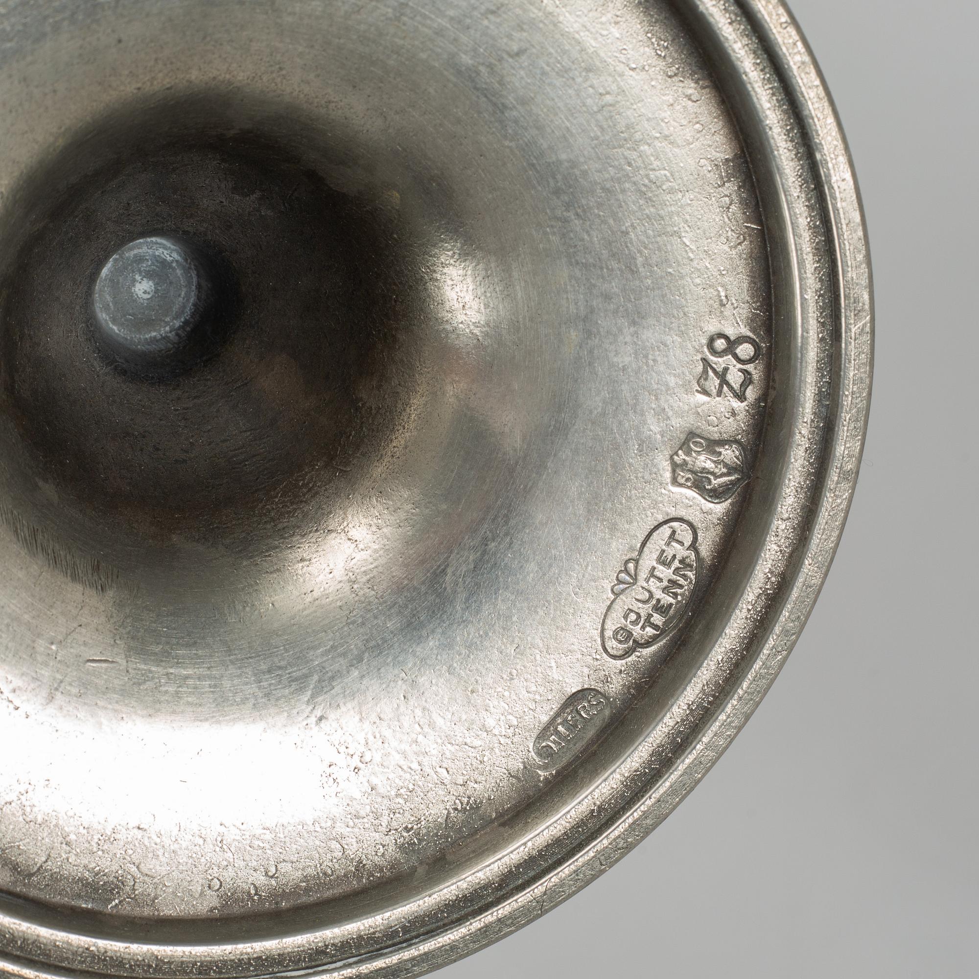 EDVIN OLLERS, a pair of peewter candlesticks, Stockholm 1950.