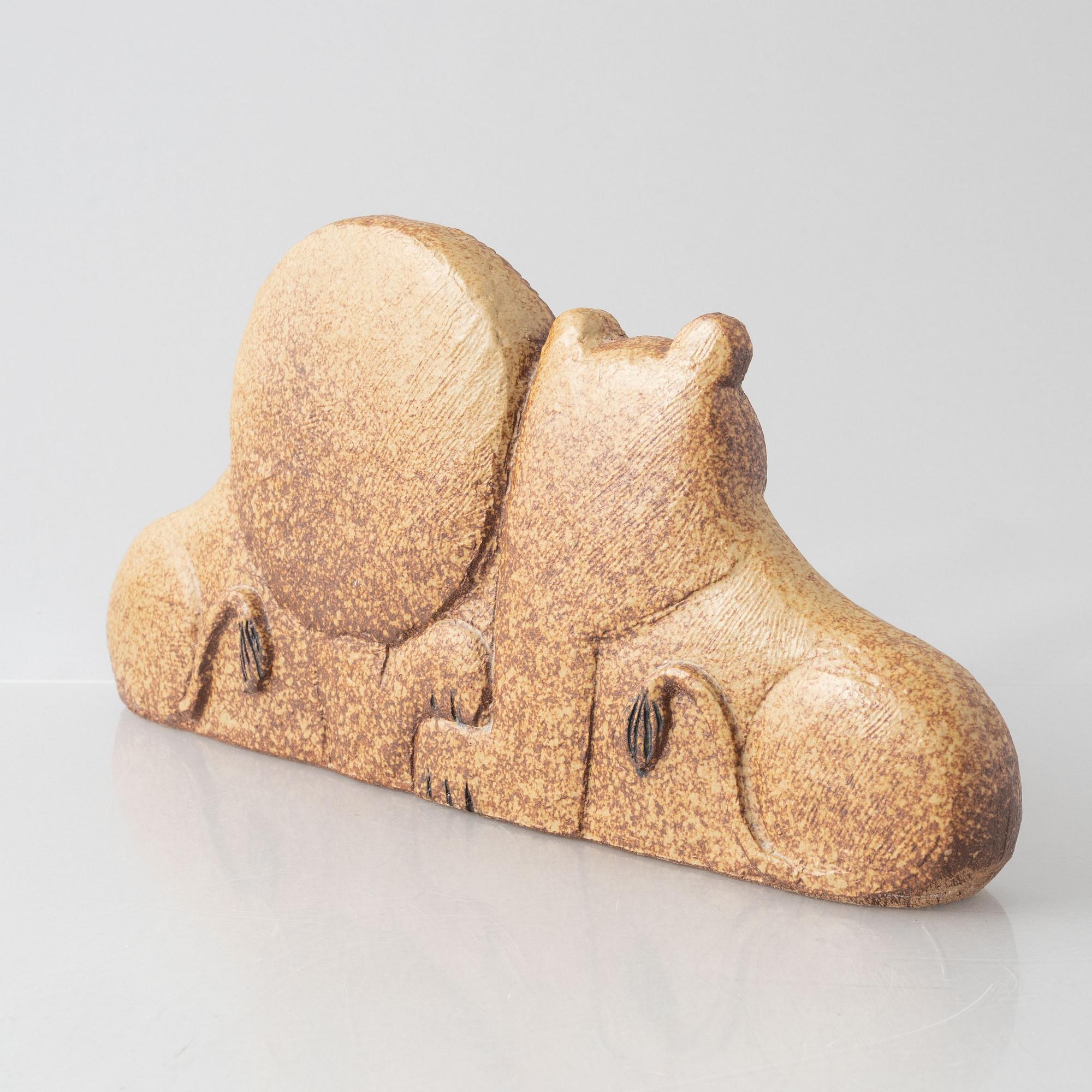 Lisa Larson, figurin, stengods, "Lejonpar", ur serien serien "Noaks Ark", Gustavsbergs Studio.