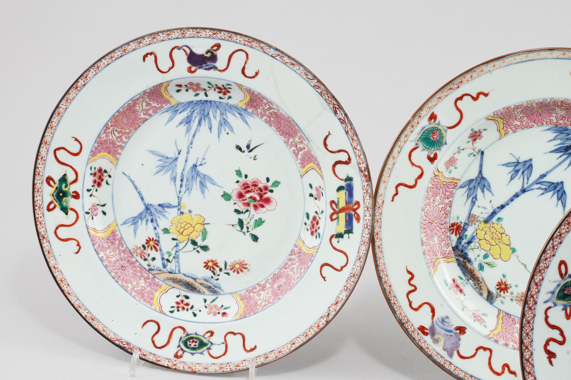 TALLRIKAR, 4 st, porslin, Kina, 1700-tal.