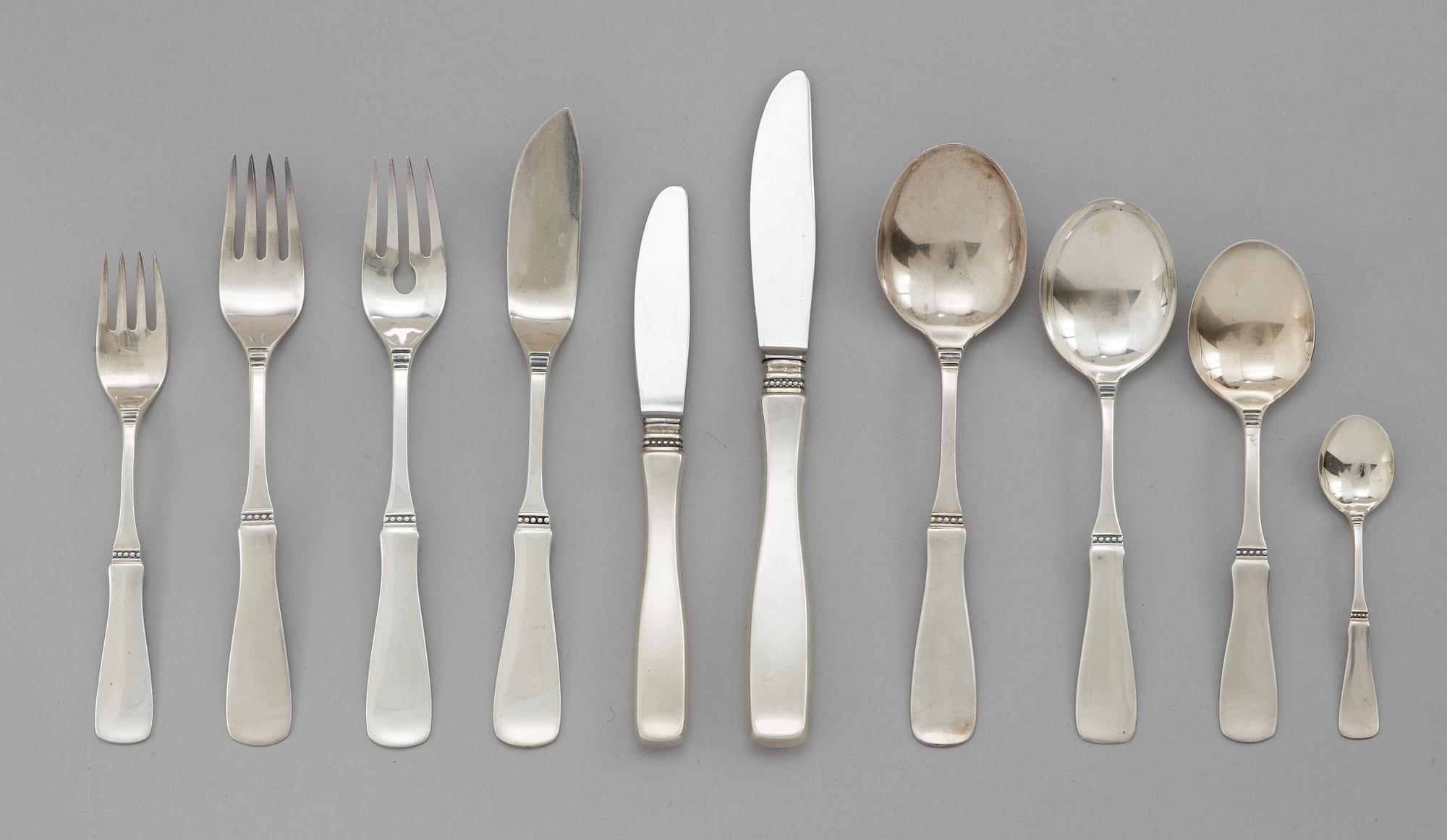 BESTICKSUPPSÄTTNING, 120 delar, silver.  K.G.Markström, Uppsala 1957-78. Modell Uppsala.