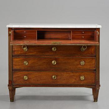 A late Gustavian mahogany commode, Stockholm, late 18th century.