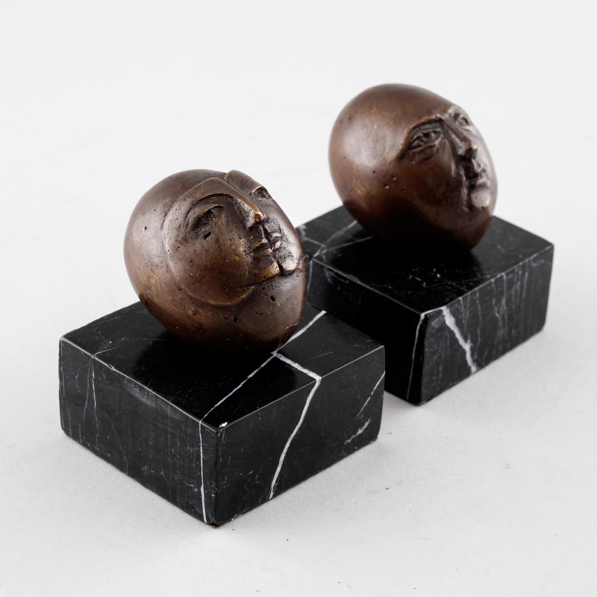 UNKNOWN ARTIST, two bronze sculptures, signed 'O.W.' and numbered 9/100 and 11/100.