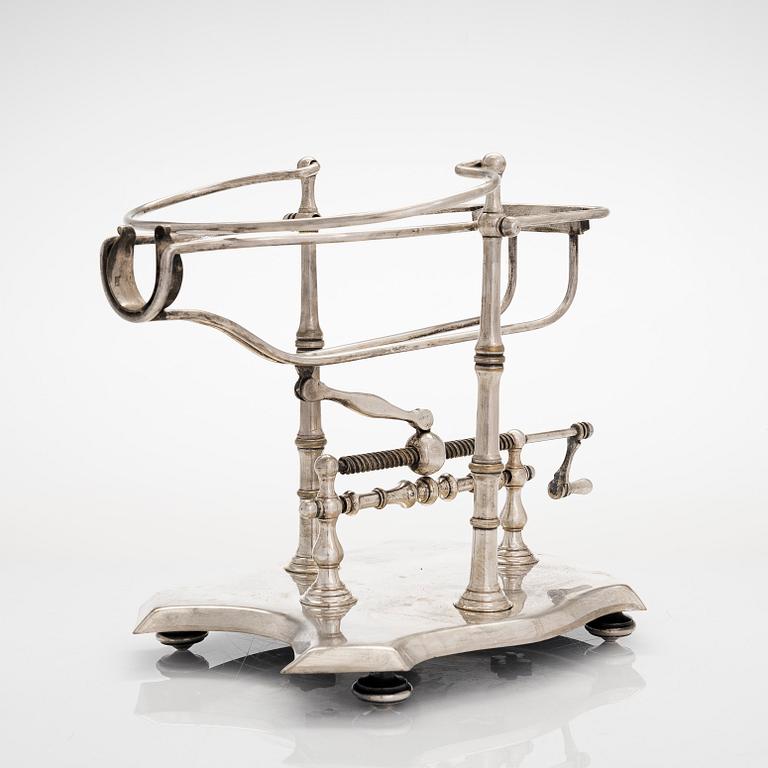 Wine decanting cradle, Otto Wiskemann, Belgium, early 20th Century.