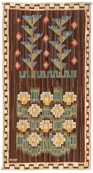 208. Märta Måås-Fjetterström, a textile, ""Cikoria & Hundkäx", flat weave, ca 92 x 49 cm, signed AB MMF.