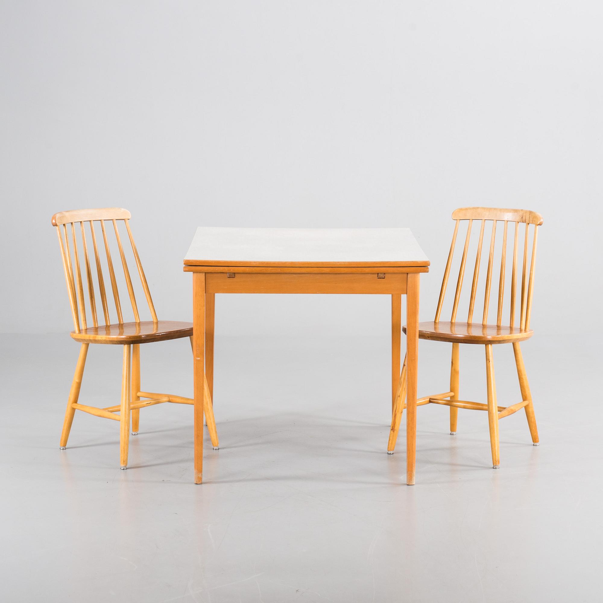 BORD, Perstorp och STOLAR, ett par, Nesto. 1900-talets mitt.