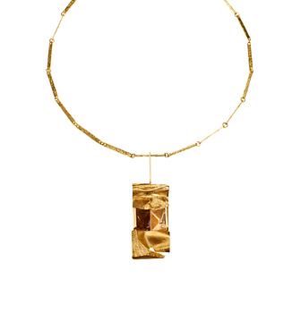 587. Björn Weckström, A Björn Weckström 18k gold and rock crystal pendant with chain, Lapponia,
