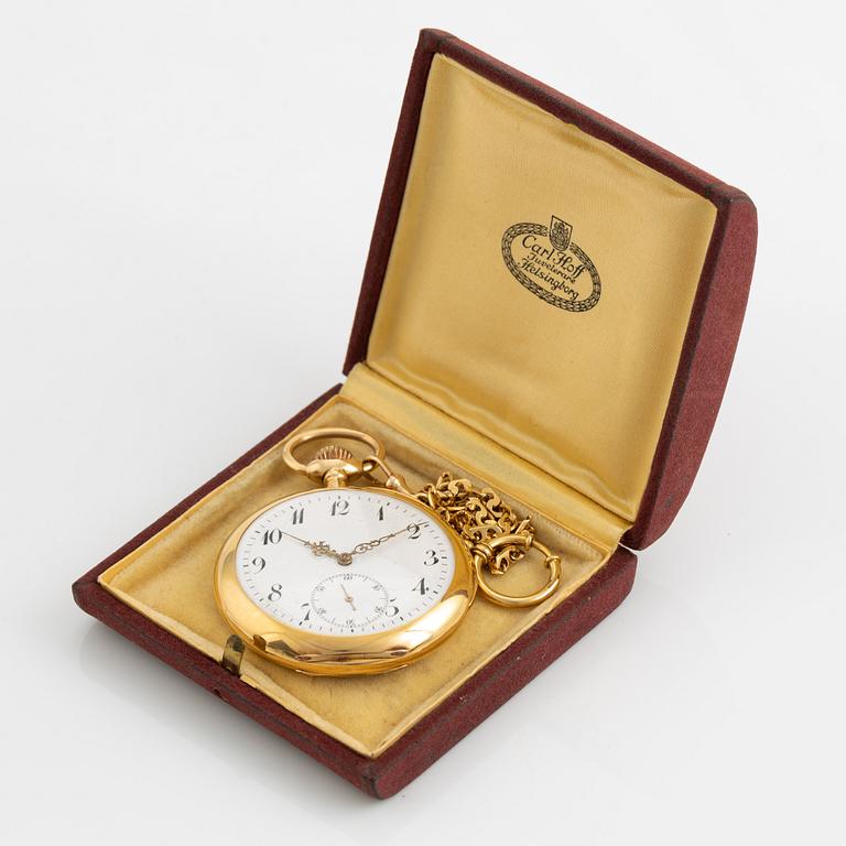 Fickur, 18K guld med kedja, 51 mm.