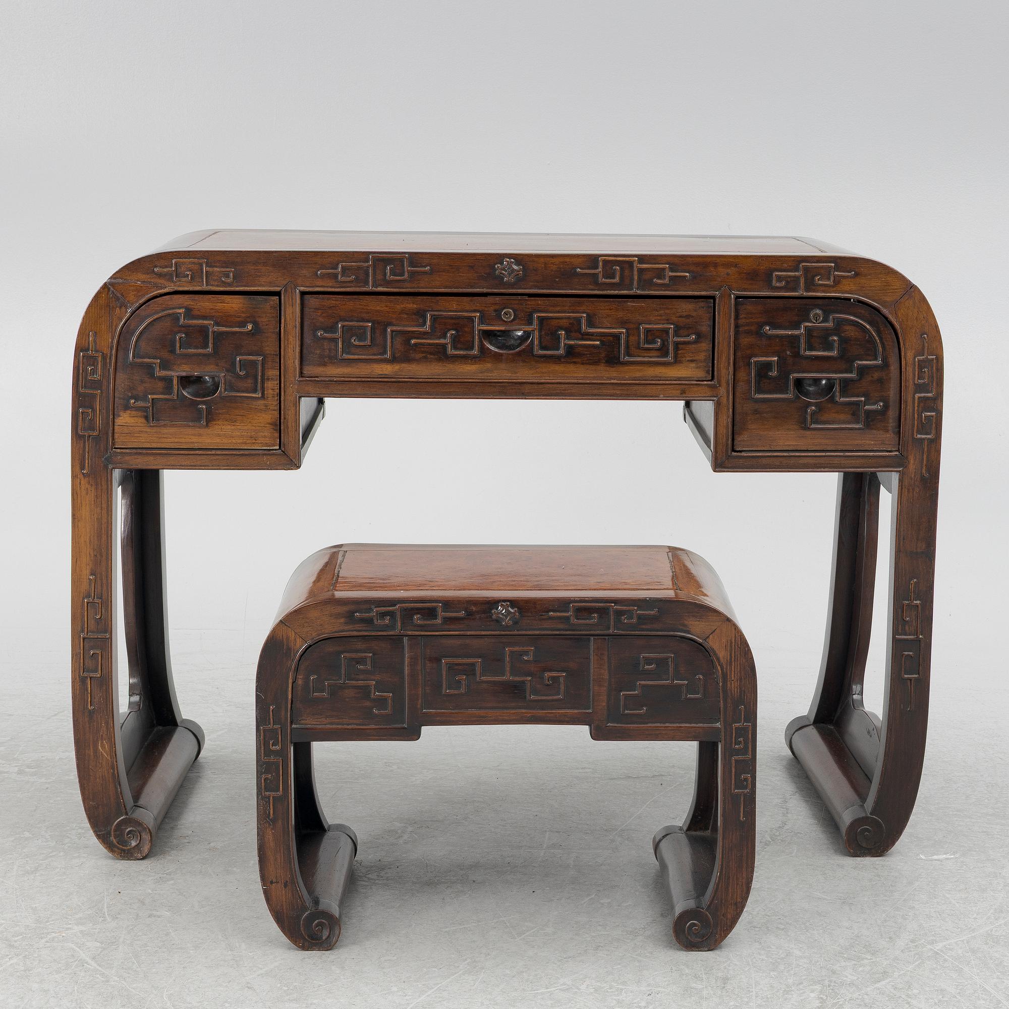 Desk with stool, China, 20th century.