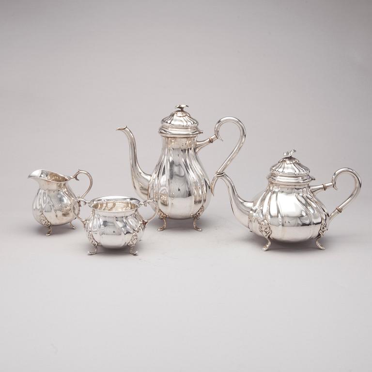 TE- /KAFFESERVIS, 4 delar, silver, Johannes Siggaard, Köpenhamn, Danmark 1936-37. Totalvikt 1636 g.