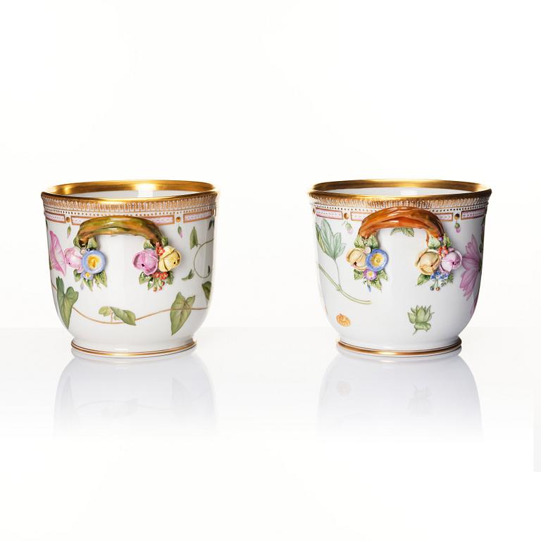 A pair of Royal Copenhagen 'Flora Danica' wine coolers/flower pots, Denmark, 20th Century.