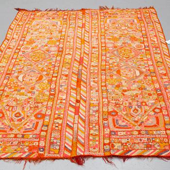 A semi-antique embroidered textile by the Marsh Arabs/nomads in Iraq, ca 232 x 164 cm.