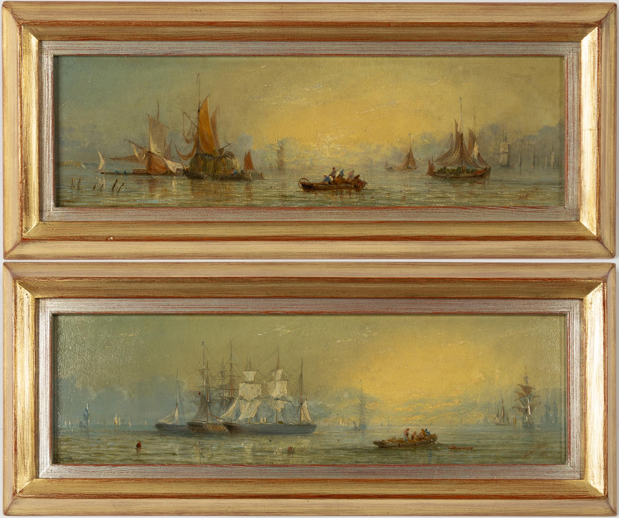 Adolphus Knell, Boats at anchor, a pair.