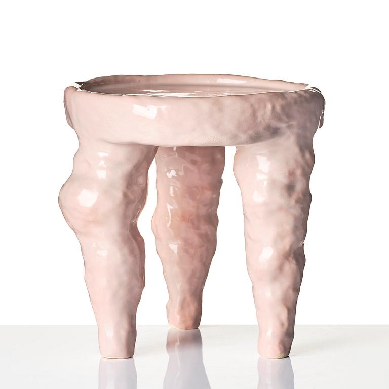 Fanny Ollas, a ceramic stool/sculpture, executed in her studio, Gustavsberg, Stockholm.