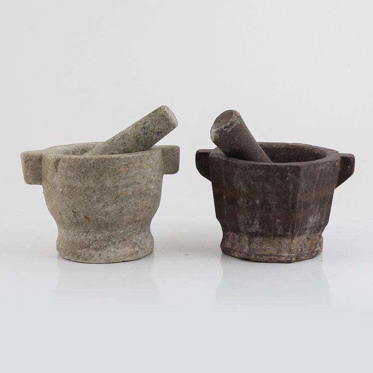 Two mortars, circa 1800 and 19th Century.