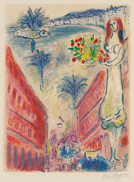 Marc Chagall (After), "Avenue de la Victoire à Nice", from; "Nice et la Côte d'Azur".