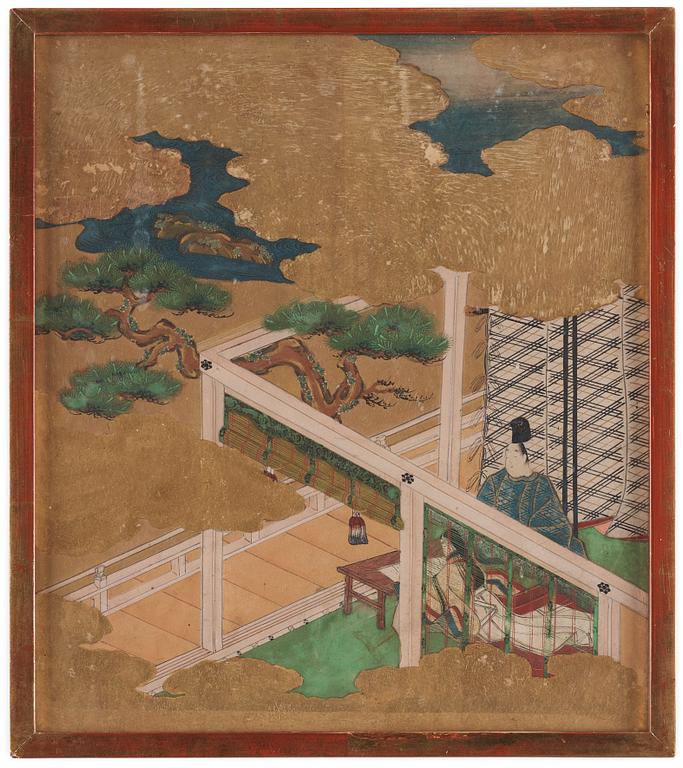 A set of four Japanese paintings on paper by Anonymous artist, Kyoto, 18/19th Century.