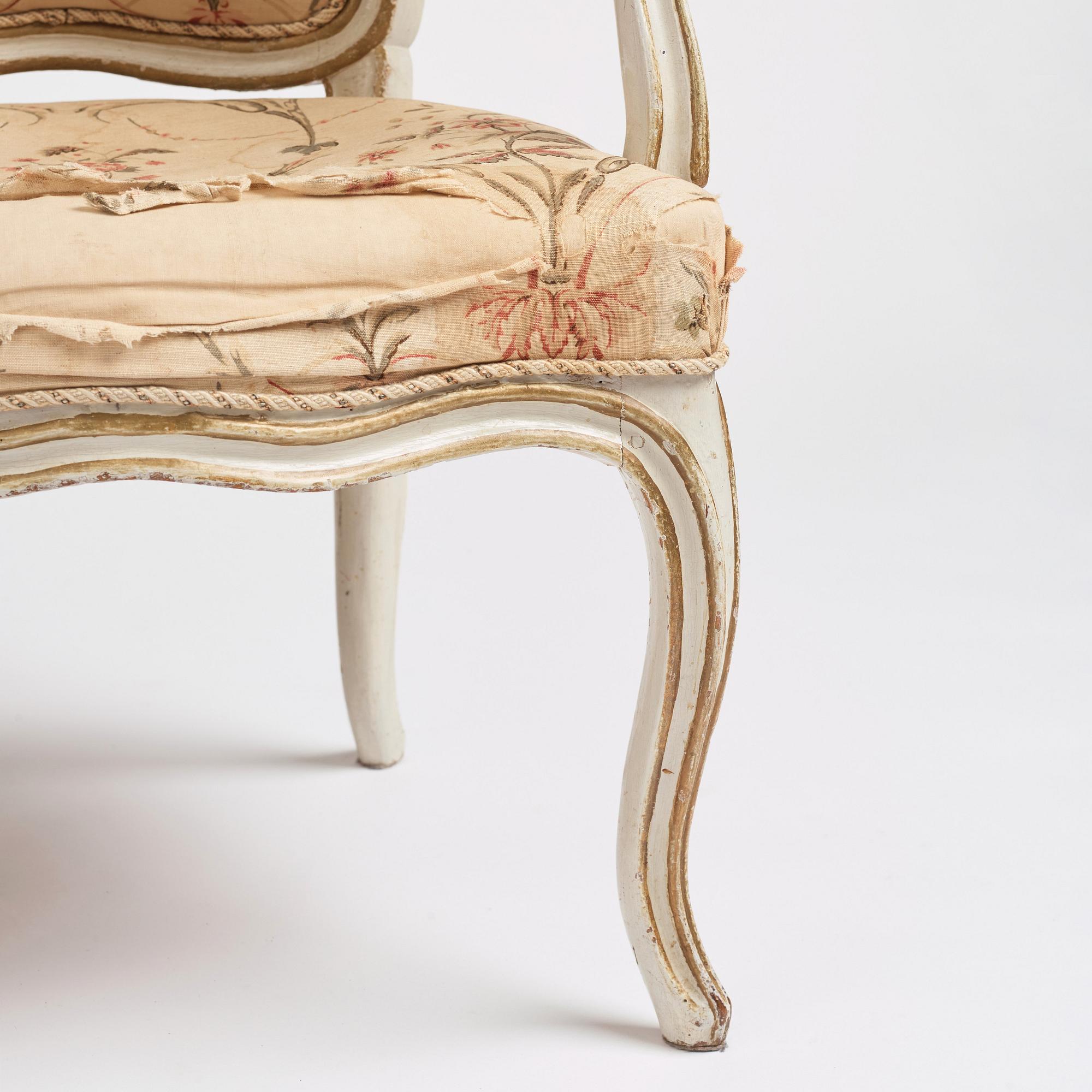 A pair of Swedish rococo armchairs, mid 18th century.