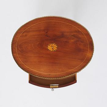 A late Gustavian mahogany table attributed to L. Qvarnberg (master in Stockholm 1801-1813).