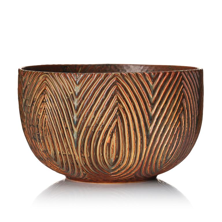 Axel Salto, a 'fluted style' sung glazed stoneware bowl, Royal Copenhagen, Denmark 1964, model 20868.