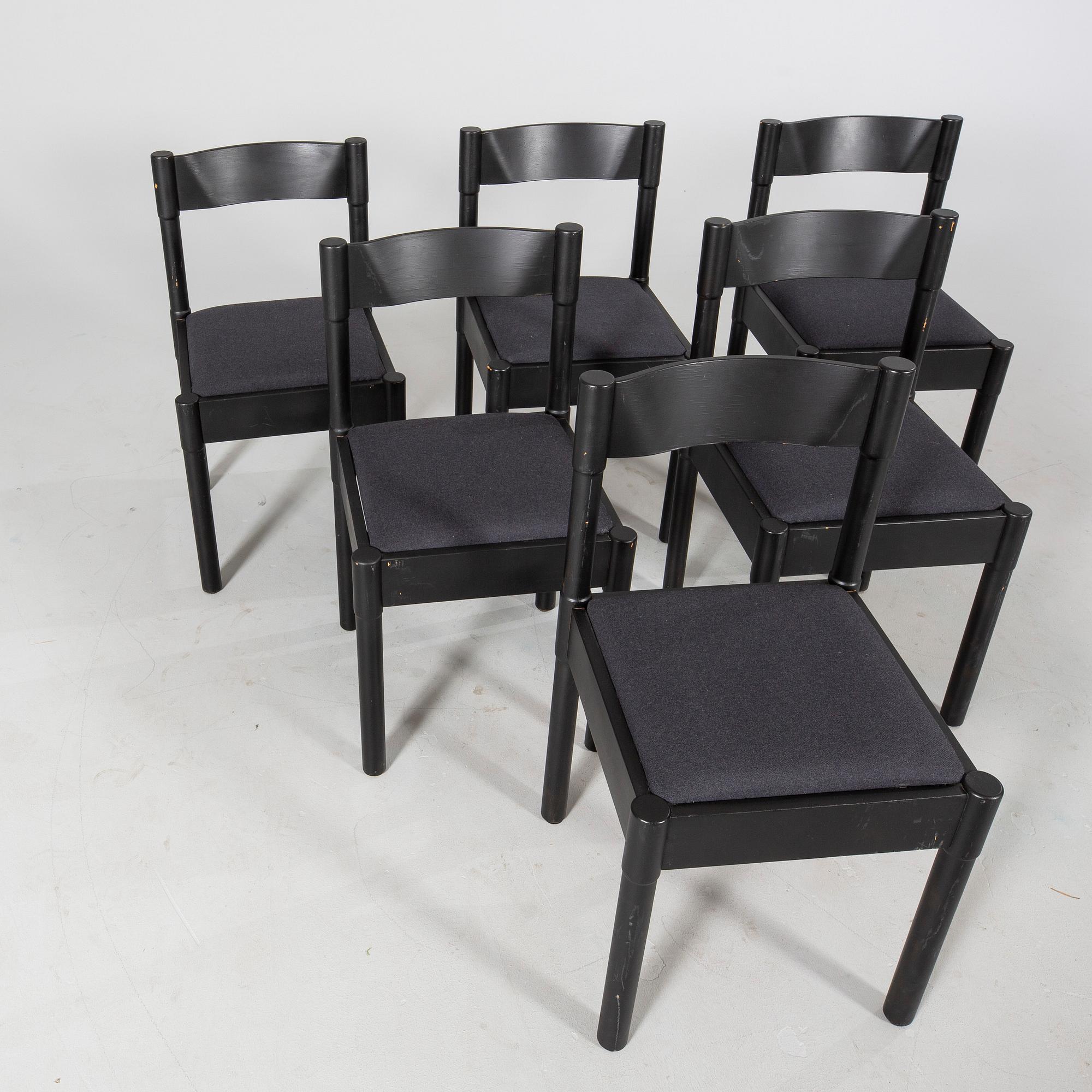 Vico Magistretti, a set of six chairs.