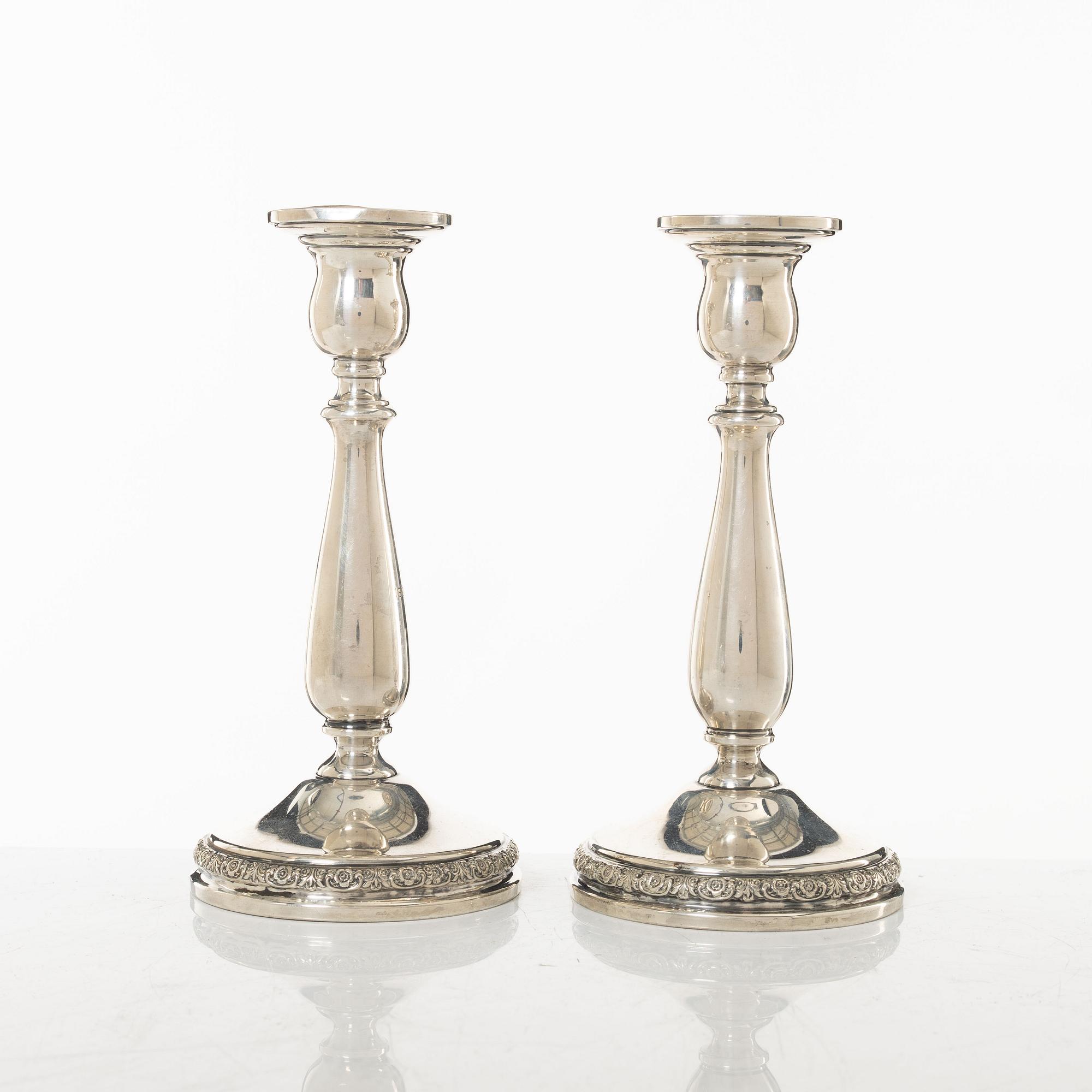 A pair of silver candelsticks, 'Prelude', International Sterling, USA, 1947.