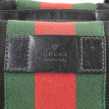 A Techno Web Stripe Canvas Tote  by Gucci.