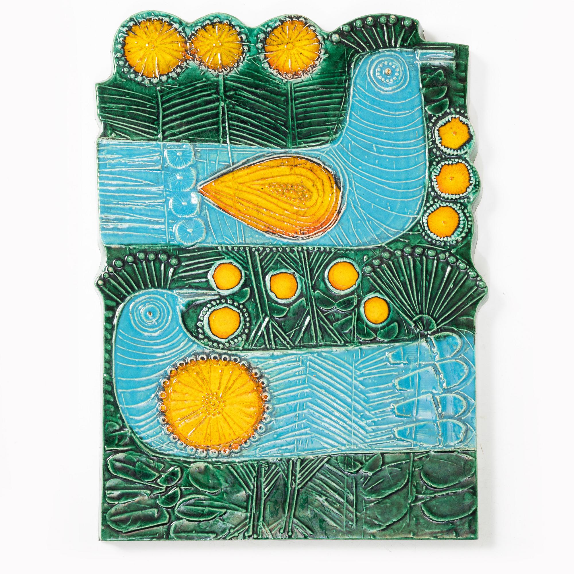Lisa Larson, a 'Dubbelfasan' ceramic wall plaque, Gustavsberg.