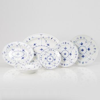 Service pieces, 33 pcs, porcelain, "Blue Fluted", Royal Copenhagen, Denmark.