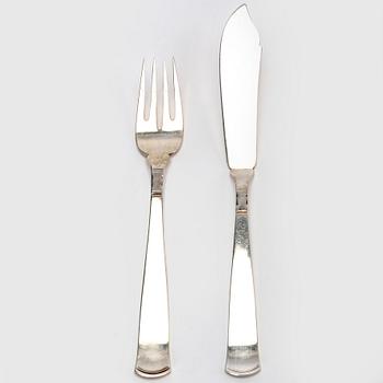 A Swedish 20th century set of 24 pcs of silver cutlery mark of Jacob Ängman GAB Stockholm 1959/60s, weight 1060 grams.