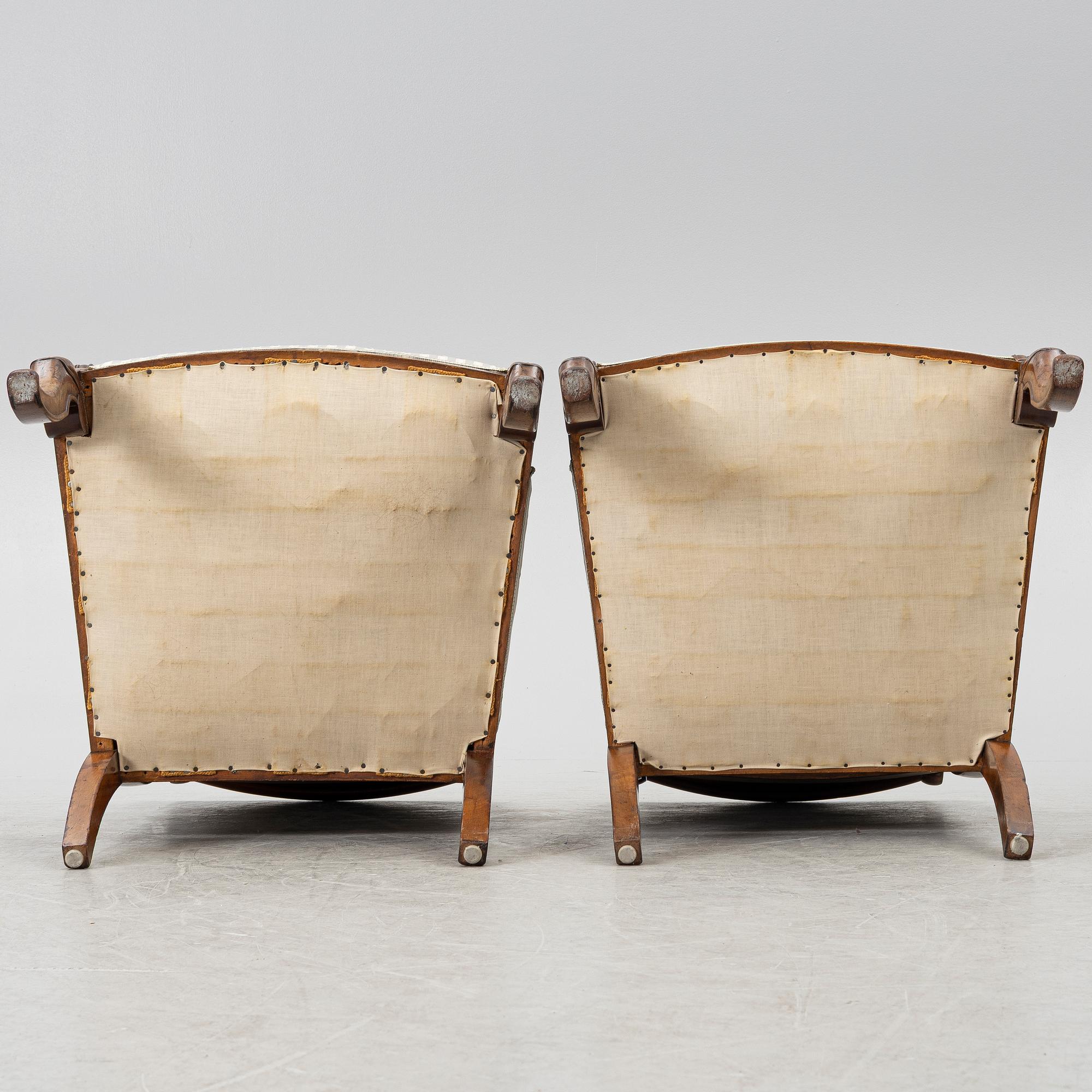 Karmstolar, ett par, Empire, 1800-talets första hälft.